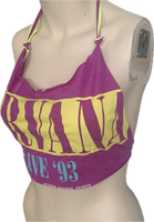 90s neon shredded cut up retro halter crop top bikini t shirt