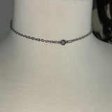 Find your center simple clear rhinestone vintage Swarovski  silver chain choker Necklace