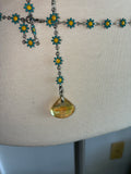 Blue daisy chain adjustable crystal bellychain multiwear necklace wrap bracelet