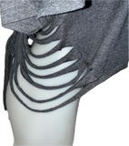 Satisfaction the Rolling Stones shredded backless slit weave cut up woven t shirt crop top