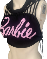 Hi Barbie backless cut up slitweave muscle t shirt tank crop top