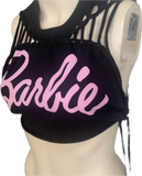 Hi Barbie backless cut up slitweave muscle t shirt tank crop top