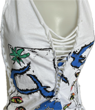 Wish tour 92 Fringe slitweave cut up backless Micro Mini tshirt dress