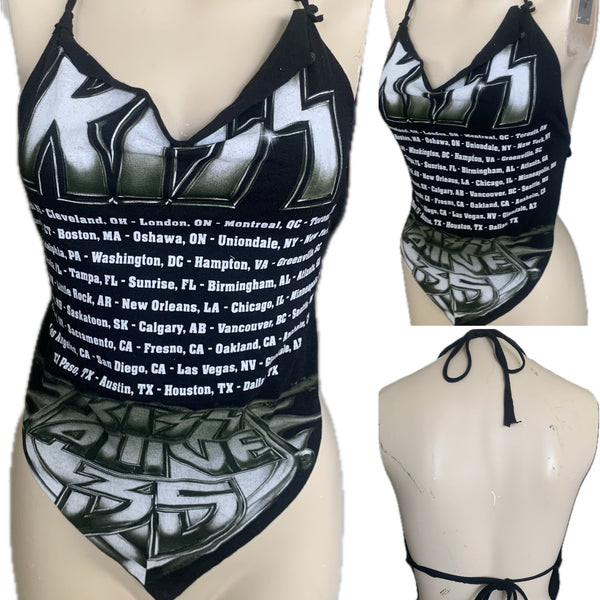 Rock n Roll all night Festival Fashion party every day shredded handkerchief style retro halter top concert t shirt
