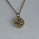 Gold plated crystal star adjustable stainless steel DIVINELY GUIDED rhinestone compass necklace