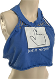John Mayer upcycled backless cut up Vintage muscle t shirt tie back tank crop top