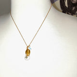 Gold adjustable stainless steel BEACH rhinestone coin pearl cowrie shell and crystal bedazzled starfish necklace