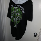 Luck of the Irish Celtic cross lucky Backless Shredded St Patrick’s Day T Shirt