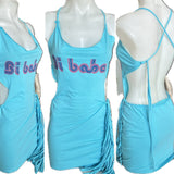 Bi Babe LGTBQ+ backless pride fringe Micro Mini halter dress