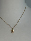 Stainless Steel gold plated plant girl rhinestone leaf and bumble bee Necklace