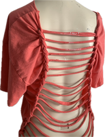 Detroit Power American Classic backless hotbeod shredded slit weave tshirt one size fits most