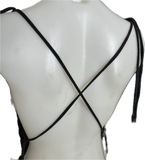 90s concert cut up slit weave t shirt backless shredded halter fringe micro mini dress