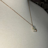 Stainless Steel gold toned cz moon coin Pearl Necklace