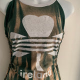 Bleached slitweave shredded cut up Ireland shamrock lucky festival fashion micro mini st Patrick’s day t shirt