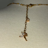 Stainless Steel adjustable gold plated crystal heart new drip bedazzled rhinestone pixie fairy tinkerbell Necklace