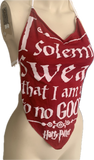 Up to no good sorcery Festival Fashion shredded handkerchief style retro halter top concert t shirt