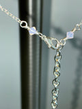 Coin pearl and Swarovski crystal adjustable multiwear silver bodychain