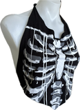 Skeleton drip halloween backless graphic cut up t shirt handkerchief tank crop halter top
