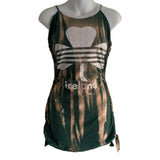 Bleached slitweave shredded cut up Ireland shamrock lucky festival fashion micro mini st Patrick’s day t shirt