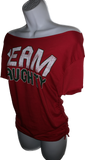 Christmas Holiday naughty list slit weave shredded tshirt