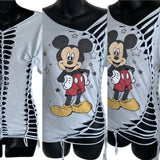 Mouse in the House backless classic cartoon shredded slit weave tshirt one size fits most