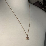 Stainless Steel gold plated clear crystal blooming flower Necklace