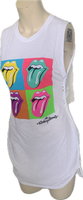 Start Me Up backless white Micro Mini cut up slit weave band t shirt dress