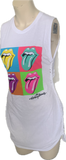 Start Me Up backless white Micro Mini cut up slit weave band t shirt dress
