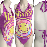 Come as you are shredded handkerchief style retro halter top