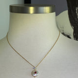 Stainless Steel gold toned garnet coin Pearl and rhinestone star Necklace