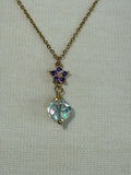 Vintage Crystal and light purple rhinestone flower stainless steel necklace