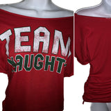 Christmas Holiday naughty list slit weave shredded tshirt