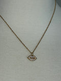 Sealed with a kiss Stainless Steel gold plated smooches rhinestone lip Necklace