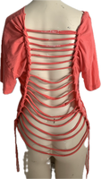 Detroit Power American Classic backless hotbeod shredded slit weave tshirt one size fits most