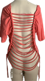 Detroit Power American Classic backless hotbeod shredded slit weave tshirt one size fits most
