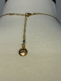 Stainless Steel gold plated crystal heart rhinestone evil eye and gold flower Necklace