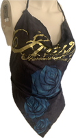 Hustler hardcore since 74 Festival Fashion shredded handkerchief style retro halter top concert t shirt