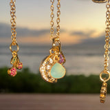 Stainless Steel gold plated double cherry rhinestone cherries Necklace