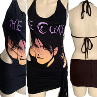 In my feels goth Fringe cut up backless Micro Mini tshirt dress