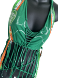 Lucky st Patrick’s day Ireland shamrock kiss me I’m Irish leprechaun costume green is the theme drinking party fringe halter bikini crop top graphic holiday t shirt XXXS XXS XS S