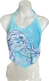 Blue mermaid mermaidcore shredded cut up t shirt handkerchief style retro halter crop top