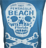 Vintage Pensacola Sugar skull cut woven finger crochet backless slitweave vacation souvenirs muscle t shirt crop tank top
