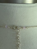 Coin pearl and Swarovski crystal adjustable multiwear silver bodychain