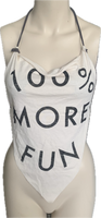 100% more fun backless overly shredded bikini halter top XXS