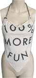 100% more fun backless overly shredded bikini halter top XXS