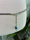 Black faceted diamante bellychain multiwear necklace wrap bracelet