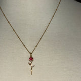 Stainless Steel adjustable gold plated crystal rose bedazzled rhinestone leaf Necklace