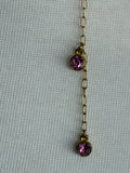 Pink and gold plated stainless steel adjustable crystal bodychain