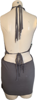 RHCP Fringe cut up slit weave backless Micro Mini tshirt dress