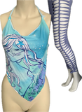 Green Crystal mermaid shredded handkerchief style retro halter top